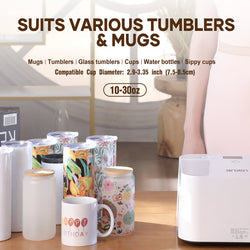 Auto Tumbler Heat Press Machine  +Super Valued Bundle(30pcs Sublimation Paper+4Pack Glasses 16oz+4Pack Tumbler Blank- 20oz+Sticker Paper*30+HTV*5+Adhesive Vinyl*14+PTFE Teflon+Heat Tape+Gloves≥£129) - Shipping on Nov. 3