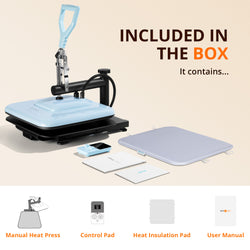 Manual Heat Press Machine 15" x 15" 230V - (2 Colors) & Free Mini Heat Press