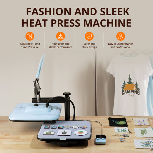 Manual Heat Press Machine 15" x 15" 230V - (2 Colors) & Free Mini Heat Press