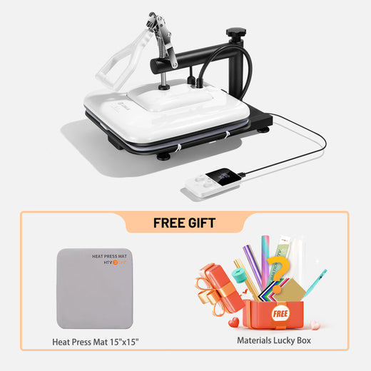 Manual Heat Press Machine 15" x 15" 230V - (2 Colors) & Free Materials