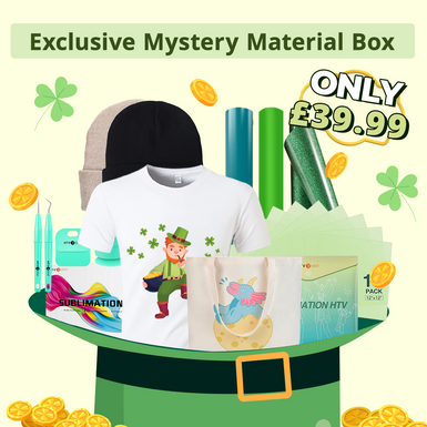 Exclusive Mystery Material Box - Sublimation Blanks & Heat Transfer Vinyl & Sublimation Paper Bundle