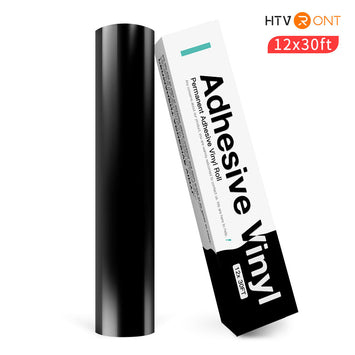 Permanent Adhesive Vinyl Roll - 12"x30 Ft Glossy Black