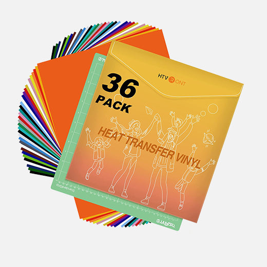 Heat Transfer Vinyl Bundle - 12"x10" 36 Packs(25 Assorted Colors)
