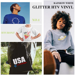 Rainbow Glitter Heat Transfer Vinyl Roll for Sublimation - 12"x6 Ft (2 Colors)