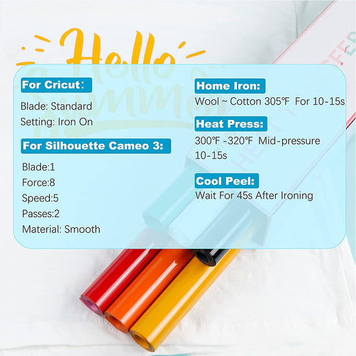 Heat Transfer Vinyl Bundle - 12"x5 Ft (6 Assorted Colors)