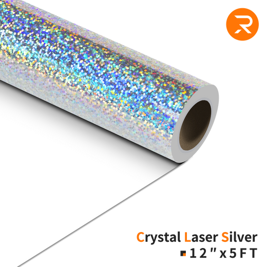 Crystal Holographic Heat Transfer Vinyl Roll - 12"x5 Ft Crystal Laser Silver