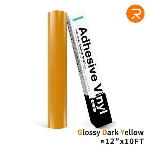 Permanent Adhesive Vinyl Roll - 12"x10 Ft Glossy Dark Yellow
