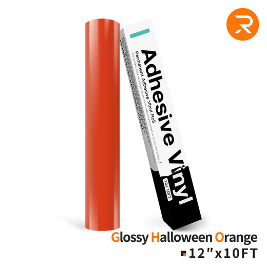 Permanent Adhesive Vinyl Roll - 12"x10 Ft Glossy Halloween Orange
