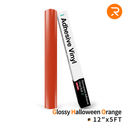 Permanent Adhesive Vinyl Roll - 12"x5 Ft Glossy Halloween Orange