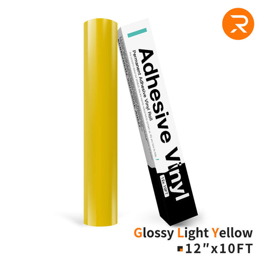 Permanent Adhesive Vinyl Roll - 12"x10 Ft Glossy Light Yellow