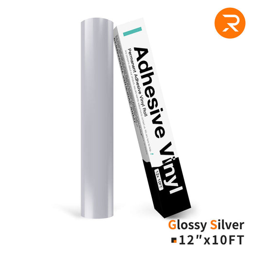 Permanent Adhesive Vinyl Roll - 12"x10 Ft Glossy Silver