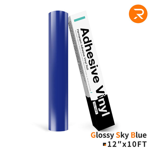 Permanent Adhesive Vinyl Roll - 12"x10 Ft Glossy Sky Blue