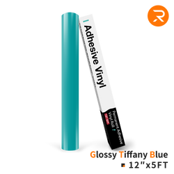 Permanent Adhesive Vinyl Roll - 12"x5 Ft Glossy Tiffany Blue