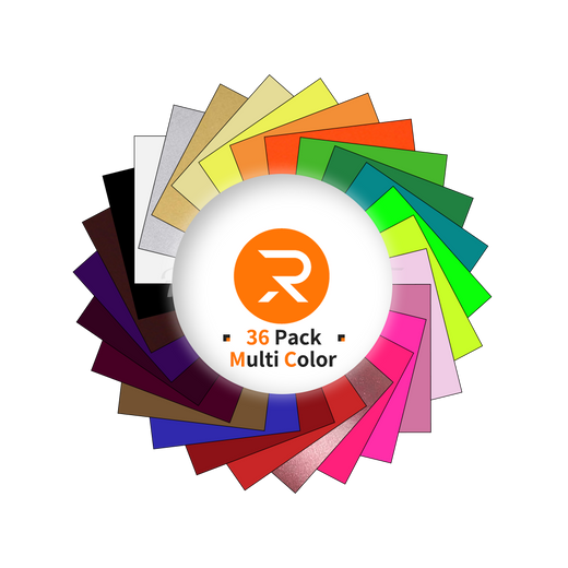 Heat Transfer Vinyl Bundle - 12"x10" 36 Pack(26 Assorted Colors)