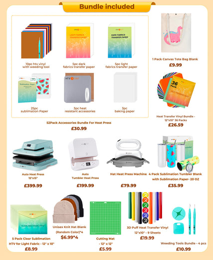[All in one]HTVRONT Auto Heat Press +Tumbler Press+Hat Press Machine+All in Bundle - Shipping on Nov. 3