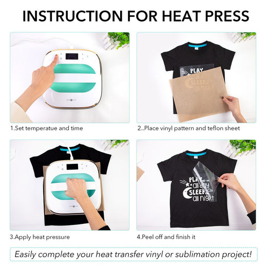 [Starter Kit]T shirt Heat Press Machine - 10"X10"&Starter Kit(10sheets HTV +25pc Sublimation paper+10pcs Heat Transfer Paper+ Heat Press Mat +4pc Weeding Tools ≥￡45)