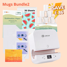 [Mugs Bundle]Auto Tumbler Heat Press Machine+ Mugs bundle (12/6 pack Sublimation Mugs Blank 11oz +Sublimation Paper*30)