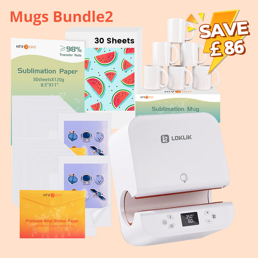 [Mugs Bundle]Auto Tumbler Heat Press Machine+ Mugs bundle (12/6 pack Sublimation Mugs Blank 11oz +Sublimation Paper*30)