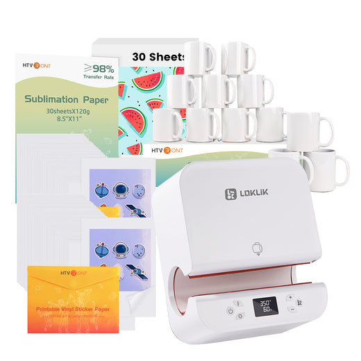 [Mugs Bundle]Auto Tumbler Heat Press Machine+ Mugs bundle (12/6 pack Sublimation Mugs Blank 11oz +Sublimation Paper*30)