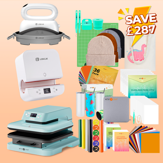 [All in one]HTVRONT Auto Heat Press15"x15"+Tumbler Press+Hat Press Machine+All in Bundle(Canvas Tote Bag*1+Hat Blank*4+Tumbler 20oz*4+10sheets HTV+36 sheets HTV+PUFF HTV*9+Sumblimation Paper*25+Sumblimation HTV*5+Transfer paper*10+Tools≥￡177)