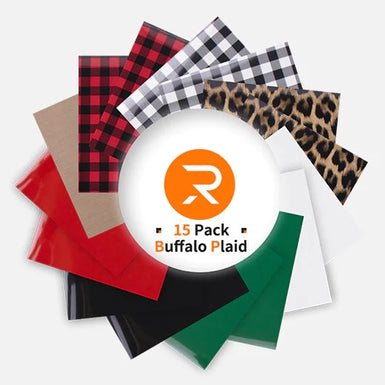 Buffalo Plaid Heat Transfer Vinyl Bundle - 12"x10" 15 Pack (7 Assorted Colors)