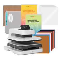 [Essential Bundle] HTVRONT Auto Heat Press 2 + Heat Press Accessories Bundle  Daisy White