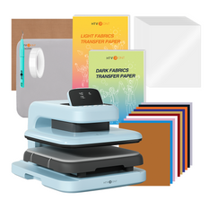 [Essential Bundle] HTVRONT Auto Heat Press 2 + Heat Press Accessories Bundle - Bubble Blue