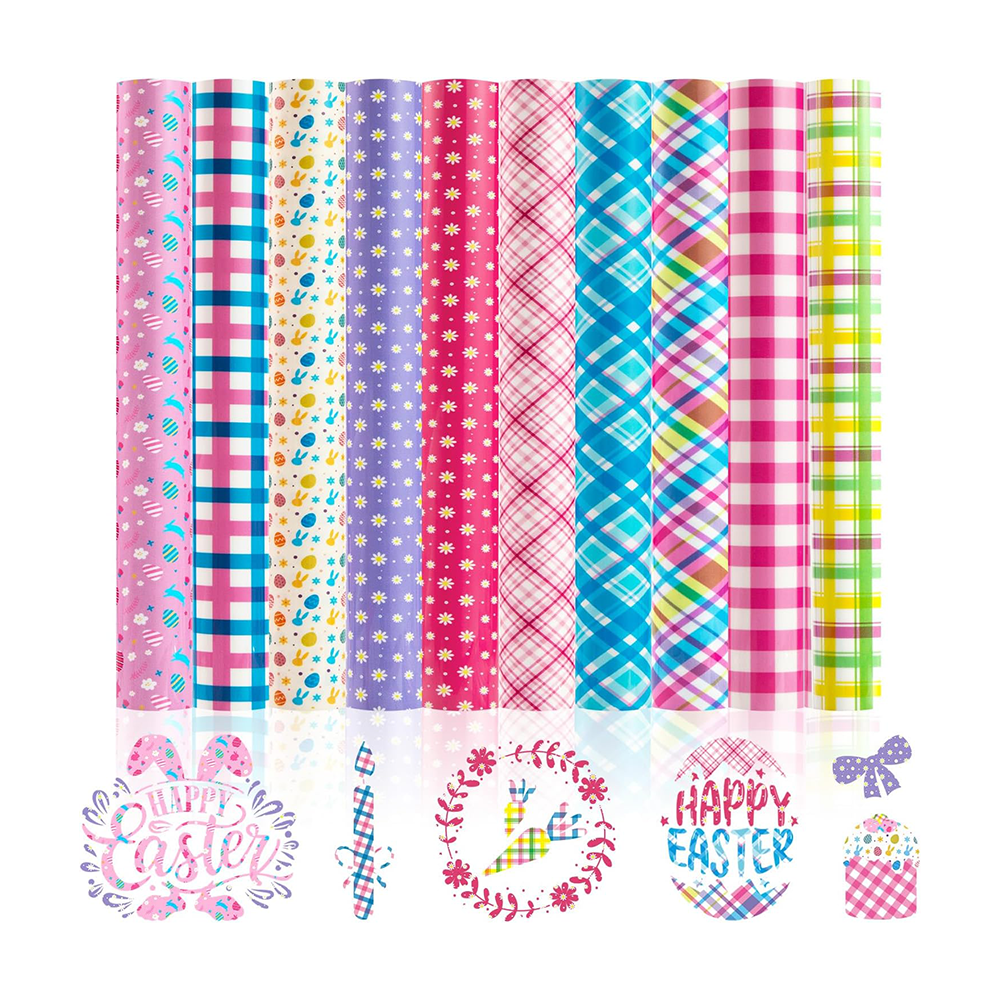 Easter Plaid Heat Transfer Vinyl 11 Pack Easter Iron on Vinyl T Shirts 12"x10"
