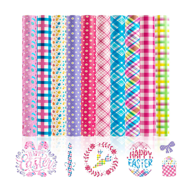 Easter Plaid Heat Transfer Vinyl - 11 Pack Easter Iron on Vinyl for T-Shirts - 12"x10"