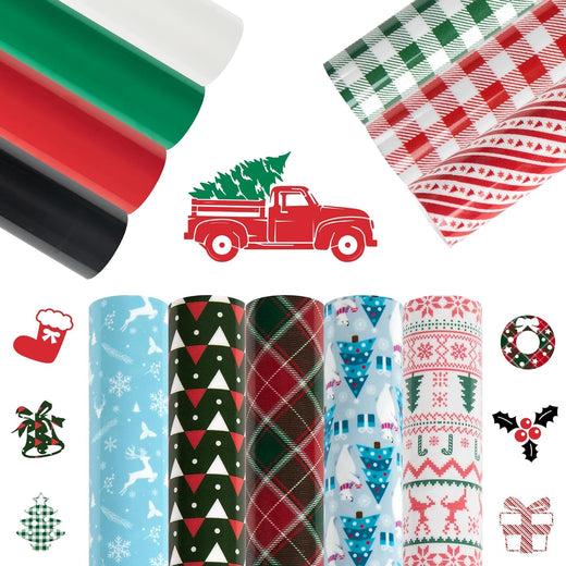 Christmas Buffalo Plaid & Leopard & Glitter Permanent Adhesive