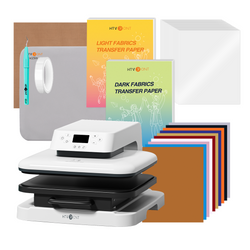 [Essential Budle] Auto Heat Press Machine + Heat Press Accessories Bundle 52 Pcs - White