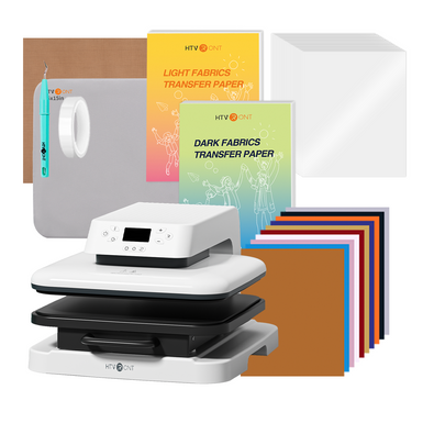 [Essential Budle] Auto Heat Press Machine + Heat Press Accessories Bundle 52 Pcs - White