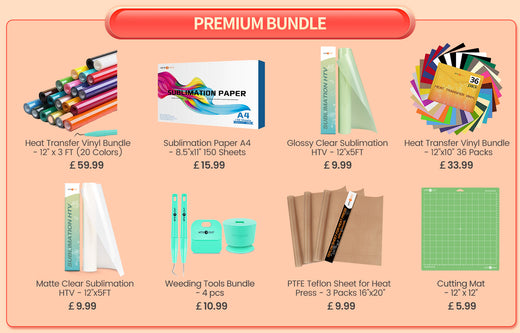 [Premium Bundle] HTVRONT Auto Heat Press Machine 15" x 15"  230V + HTV & Sublimation & Tools Bundle（≥￡157）