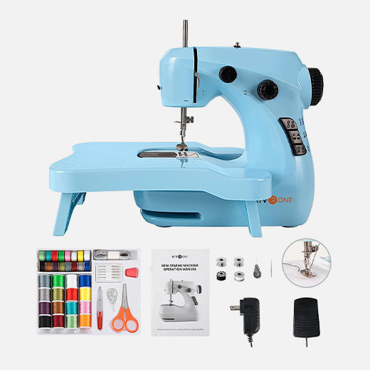 Mini Sewing Machine for Beginners + Extension Table + 42 Pcs Sewing Set +Neddle Threadar+4pcs Metal Bobbins