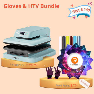 [Glove & HTV Bundle] HTVRONT Auto Heat Press Machine 15" x 15"  220V + HTV Bundle & Heat Resistant Gloves（≥￡70）
