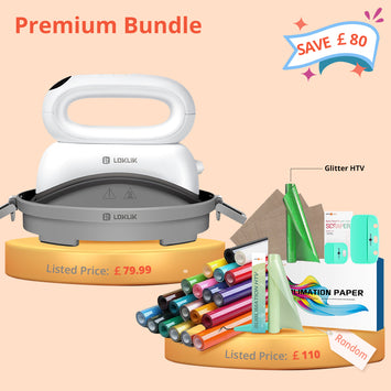 [Premium Bundle] Hat Heat Press Machine+(20rolls HTV vinly+ Sublimation Paper*150+Sublimation&Glitter HTV+Random Tools ≥￡110)