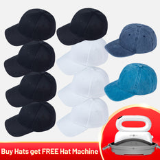 [Buy Cap Get Free Machine] Hat Heat Press +Caps Bundle - White