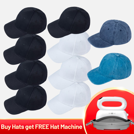[Buy Cap Get Free Machine] Hat Heat Press +Caps Bundle - Blue