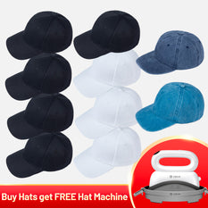 [Buy Hats get Free Hat Heat Press Machine]10 Pack Baseball Cap Blanks Bundle / 12 Pack Thermal Winter Ski Mask Blanks Bundle,For Heat Press HTV vinyl/PUFF/Sublimation and more