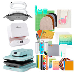 [All in one]HTVRONT Auto Heat Press15"x15"+Tumbler Press+Hat Press Machine+All in Bundle(Canvas Tote Bag*1+Hat Blank*4+Tumbler 20oz*4+10sheets HTV+36 sheets HTV+PUFF HTV*9+Sumblimation Paper*25+Sumblimation HTV*5+Transfer paper*10+Tools≥￡177)