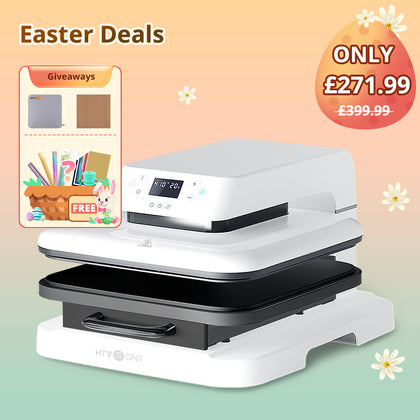 [Easter Deals]HTVRONT Auto Heat Press Machine 15" x 15"  230V - (2 Colors) & Giveaways