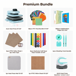 [Premium Bundle] HTVRONT Auto Heat Press 2 + Heat Press Accessories Premium Bundle - Daisy White
