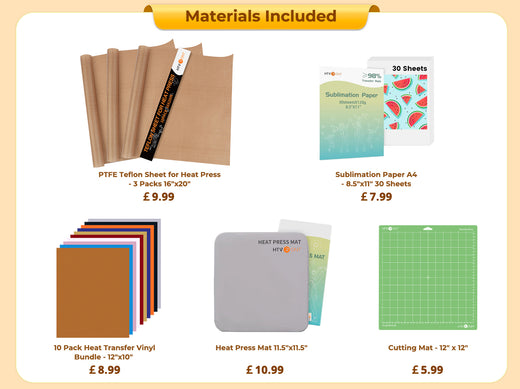 [New User Exclusive]LOKLiK Mini3 Heat Press+Starter Kit(Multicolor HTV*10+Sumblimation Paper*30+PTFE Teflon Sheet*3+Heat Press Mat+Cutting Mat≥￡45)