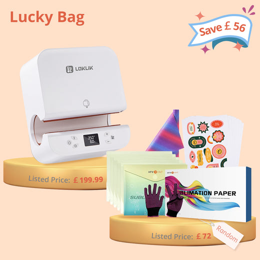 [Lucky Bag]Auto Tumbler Heat Press Machine 230V+Lucky Bag(Sublimation Paper*30 + Sublimation HTV*5+Sticker Paper*10 +Permanent Vinyl Roll*2+1Pair Gloves≥￡42)