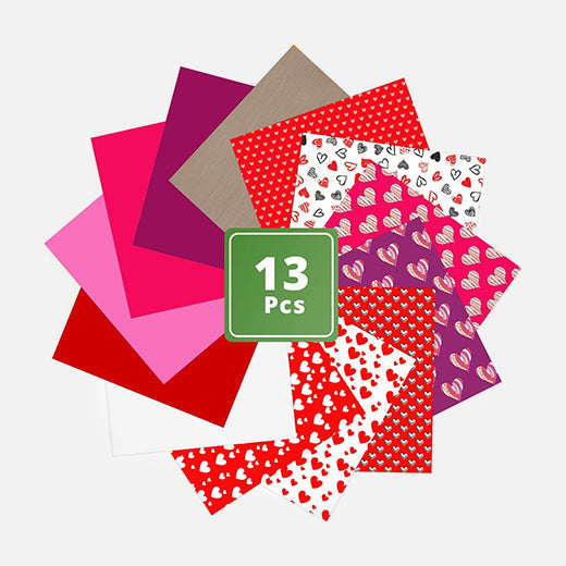 Pink Patterned HTV Heat Transfer Vinyl Bundle for Valentine's Day -13 Sheets 12×10in