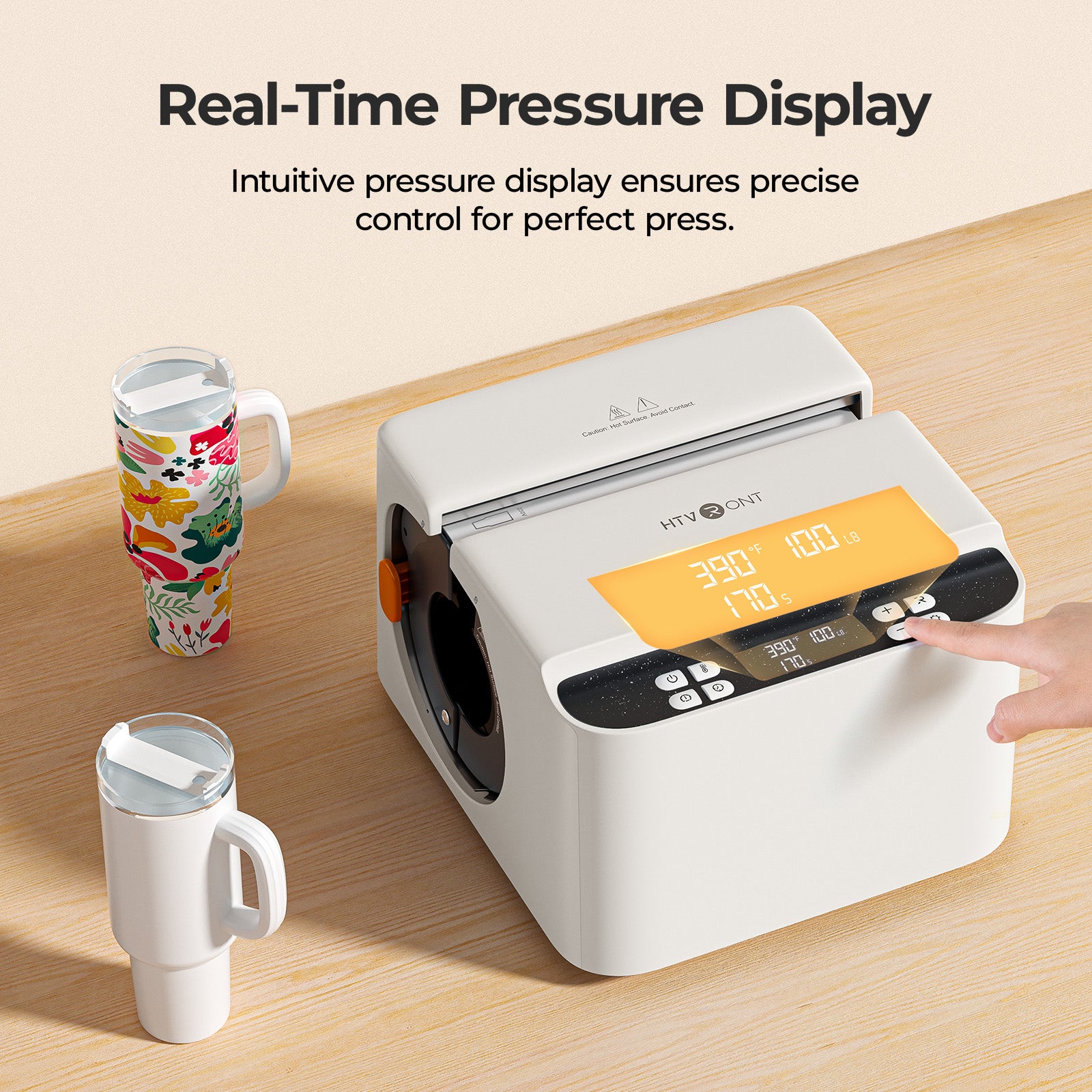 A200 tumbler heat press have intuitive pressure display ensures precise control for perfect press