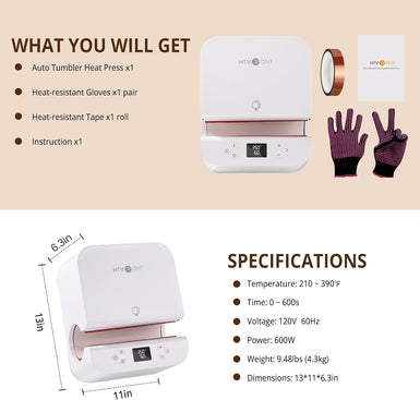 [Glasses Bundle] Tumbler Heat Press + Glasses Essential Bundle - White