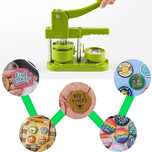 [Premium Bundle] Button Maker Machine 58mm & Great Value Box(110pcs Button Supplies+50sheets Printable waterproof Vinyl+Cutting Mat≥￡30）