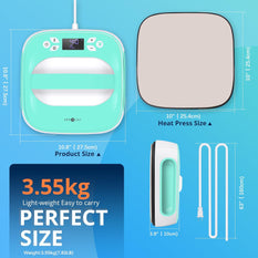 [Starter Kit]T Shirt Heat Press Machine - 10"X10"&Starter Kit(HTV Vinyl*10+Sublimation paper*25+Heat Transfer Paper*10+ Heat Press Mat +Tools)