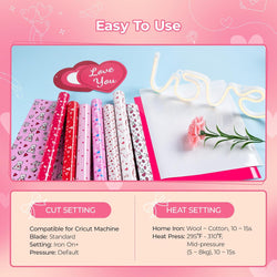 HTVRONT 2026 Valentine's Day Heat Transfer Vinyl 12"x10" - 13 Pack